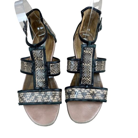 Alberto Fermani Snake Print Leather Strap Sandals - Picture 8 of 10